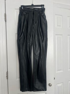 Abercrombie & Fitch Black Faux Leather Men's Straight-Leg Pants